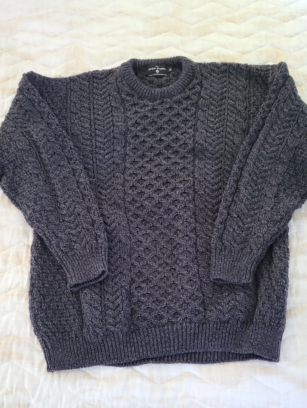 Irish Store Classic Cable Knit Crewneck Sweater - Charcoal